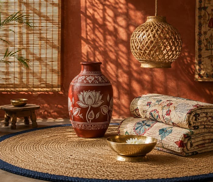 Handcrafted circular homeware in a warm interior