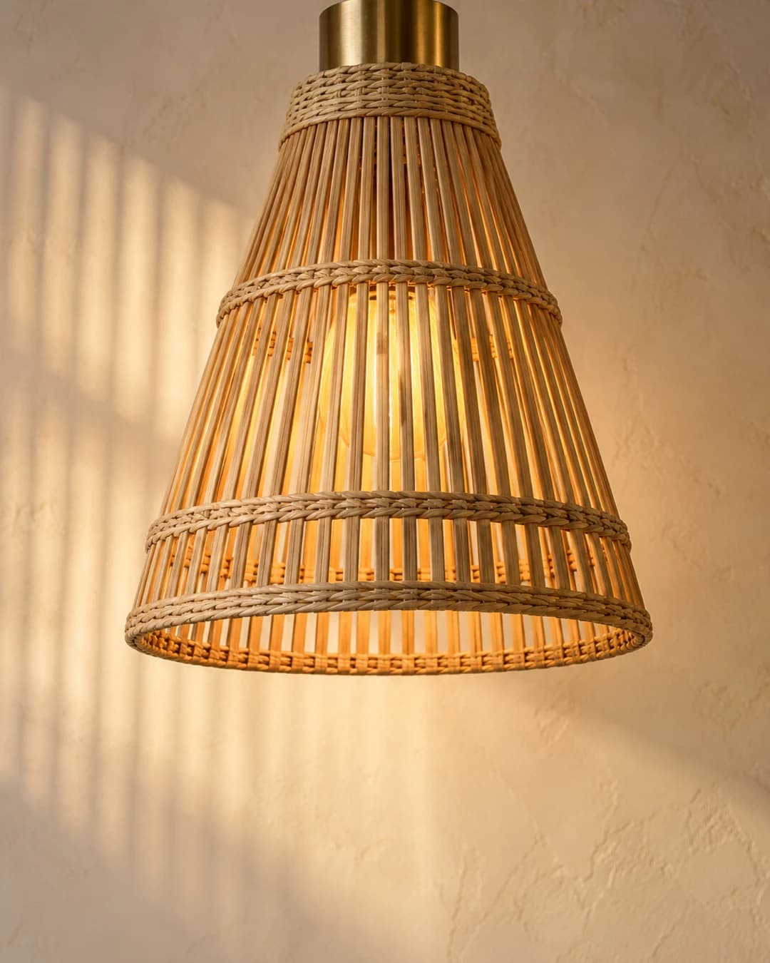 Fluted Cane Slat Pendant Lamp Shade