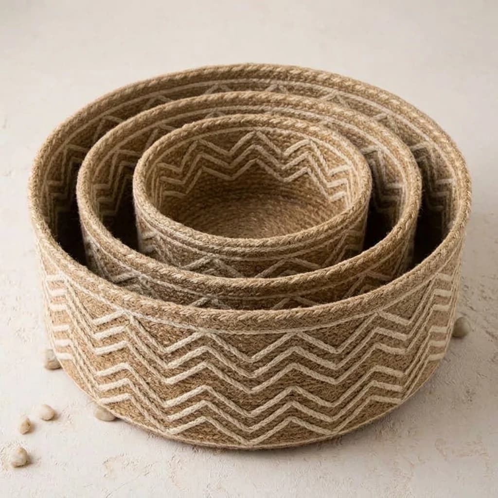Shitalakshya Woven Jute Storage Basket, Set of 3, detail view 3