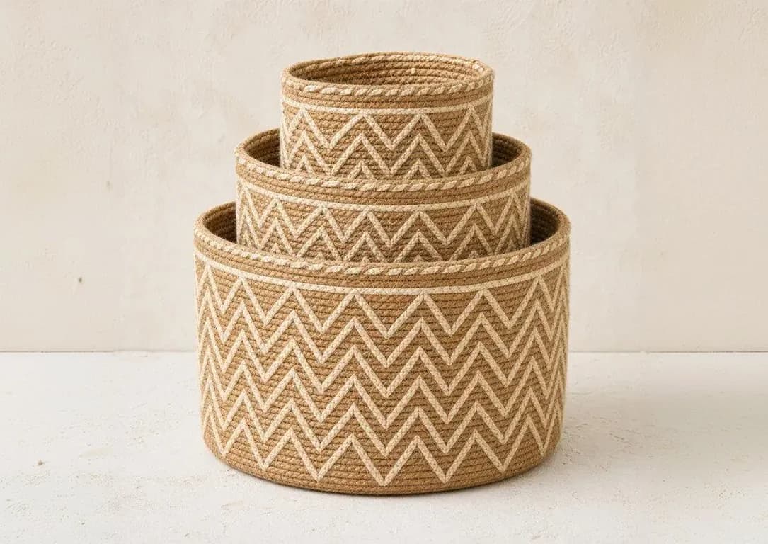 Shitalakshya Woven Jute Storage Basket, Set of 3