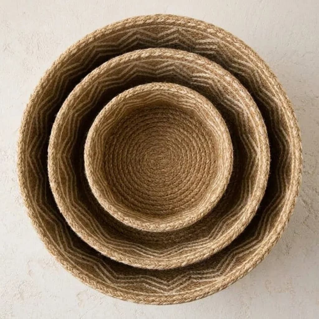 Shitalakshya Woven Jute Storage Basket, Set of 3, detail view 2