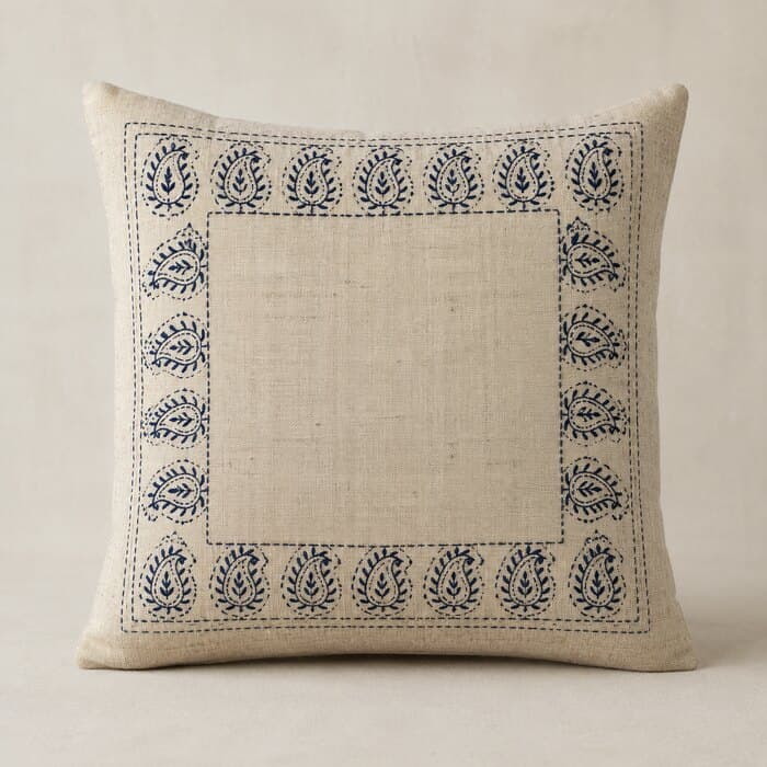 Jessore Kantha Stitch Linen Cushion Cover