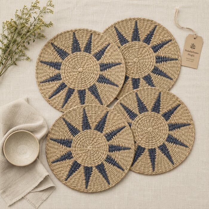 Sundarbans Hogla Sea-Grass Placemat, Set of 4