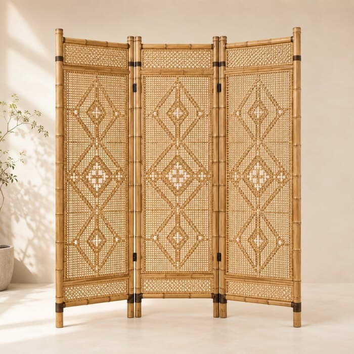 Lalon Hand-Woven Bamboo Room Divider Screen