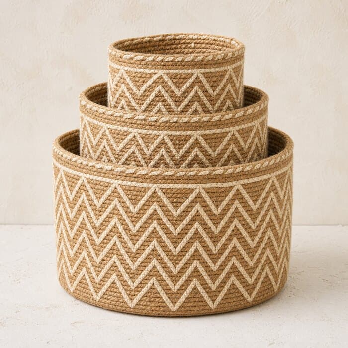 Shitalakshya Woven Jute Storage Basket, Set of 3