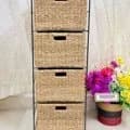 Ahiyana Handmade Eco-Friendly 4 - Drawer Seagrass Wardrobe – Durable Metal Frame Storage Organizer