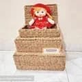 Ahiyana Handmade Seagrass Storage Trunk Basket Set With Metal Frame (Set of 3)