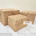 Ahiyana Handmade Seagrass Storage Trunk Basket Set With Metal Frame (Set of 3)