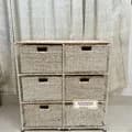 Ahiyana Handmade Eco-Friendly 6 Part 6 - Drawer Seagrass and Dosting Wardrobe – Durable Metal Frame Storage Organizer