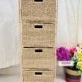 Ahiyana Handmade Eco-Friendly 4 - Drawer Seagrass Wardrobe – Durable Metal Frame Storage Organizer