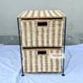 Ahiyana Handmade Eco-Friendly 2 - Drawer Seagrass Wardrobe – Durable Metal Frame Storage Organizer