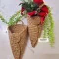 Ahiyana Handmade Natural Seagrass V-Shape Wall Hanging Flower Basket and Plant Holder