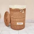 Ahiyana Premium Round Seagrass Laundry Basket with Fabric liner and Lid