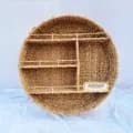 Ahiyana Handmade Natural Seagrass Round Wall Hanging Shelf Organizer with Strong Metal Frame