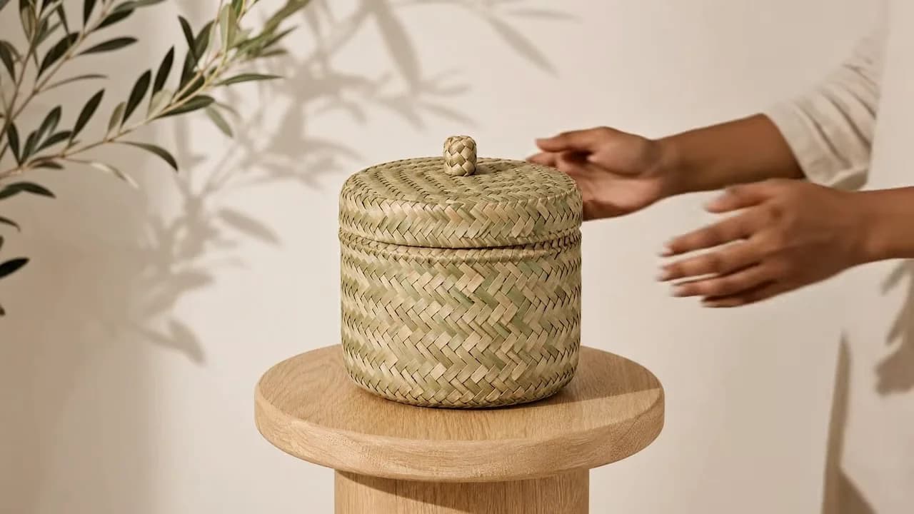 Khejura Date Palm Leaf Storage Basket