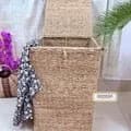 Ahiyana Premium Square Seagrass Laundry Basket - Durable Metal Frame