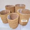 Ahiyana Eco-Friendly Natural Seagrass Planter Tub Cover / Planter Set With Plastic Lining