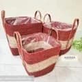Ahiyana Multi Color Eco-Friendly Natural Seagrass Planter Tub Cover Set With Plastic Lining