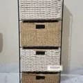 Ahiyana Handmade Eco-Friendly 4 - Drawer Seagrass and Dosting Wardrobe – Durable Metal Frame Storage Organizer