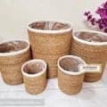 Ahiyana Multi Color Eco-Friendly Natural Seagrass Planter Tub Cover Set With Plastic Lining