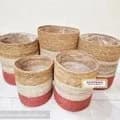 Ahiyana Multi Color Eco-Friendly Natural Seagrass Planter Tub Cover Set With Plastic Lining