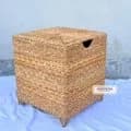 Ahiyana Premium Square Seagrass Laundry Basket - Durable Metal Frame / Storage Box / Sitting Tools
