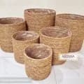 Ahiyana Eco-Friendly Natural Seagrass Planter Tub Cover Set With Plastic Lining