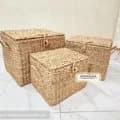 Ahiyana Handmade Seagrass Storage Trunk Basket Set With Metal Frame (Set of 3)