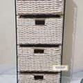 Ahiyana Handmade Eco-Friendly 4 - Drawer Seagrass and Dosting Wardrobe – Durable Metal Frame Storage Organizer