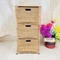 Ahiyana Handmade Eco-Friendly 3 - Drawer Seagrass Wardrobe – Durable Metal Frame Storage Organizer