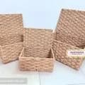 Ahiyana Handmade Seagrass Storage Trunk Basket Set With Metal Frame (Set of 3)