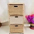 Ahiyana Handmade Eco-Friendly 3 - Drawer Seagrass and Dosting Wardrobe – Durable Metal Frame Storage Organizer
