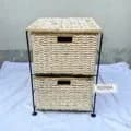 Ahiyana Handmade Eco-Friendly 2 - Drawer Seagrass and Dosting Wardrobe – Durable Metal Frame Storage Organizer