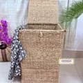 Ahiyana Premium Square Seagrass Laundry Basket - Durable Metal Frame