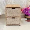 Ahiyana Handmade Eco-Friendly 2 - Drawer Seagrass and Dosting Wardrobe – Durable Metal Frame Storage Organizer