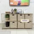 Ahiyana Handmade Eco-Friendly 8 Layer 6 - Drawer Seagrass and Dosting Wardrobe – Durable Metal Frame Storage Organizer