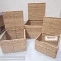 Ahiyana Handmade Seagrass Storage Trunk Basket Set With Metal Frame (Set of 3)