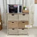 Ahiyana Handmade Eco-Friendly 6 Part 6 - Drawer Seagrass and Dosting Wardrobe – Durable Metal Frame Storage Organizer