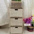 Ahiyana Handmade Eco-Friendly 3 - Drawer Seagrass and Dosting Wardrobe – Durable Metal Frame Storage Organizer