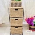 Ahiyana Handmade Eco-Friendly 3 - Drawer Seagrass Wardrobe – Durable Metal Frame Storage Organizer